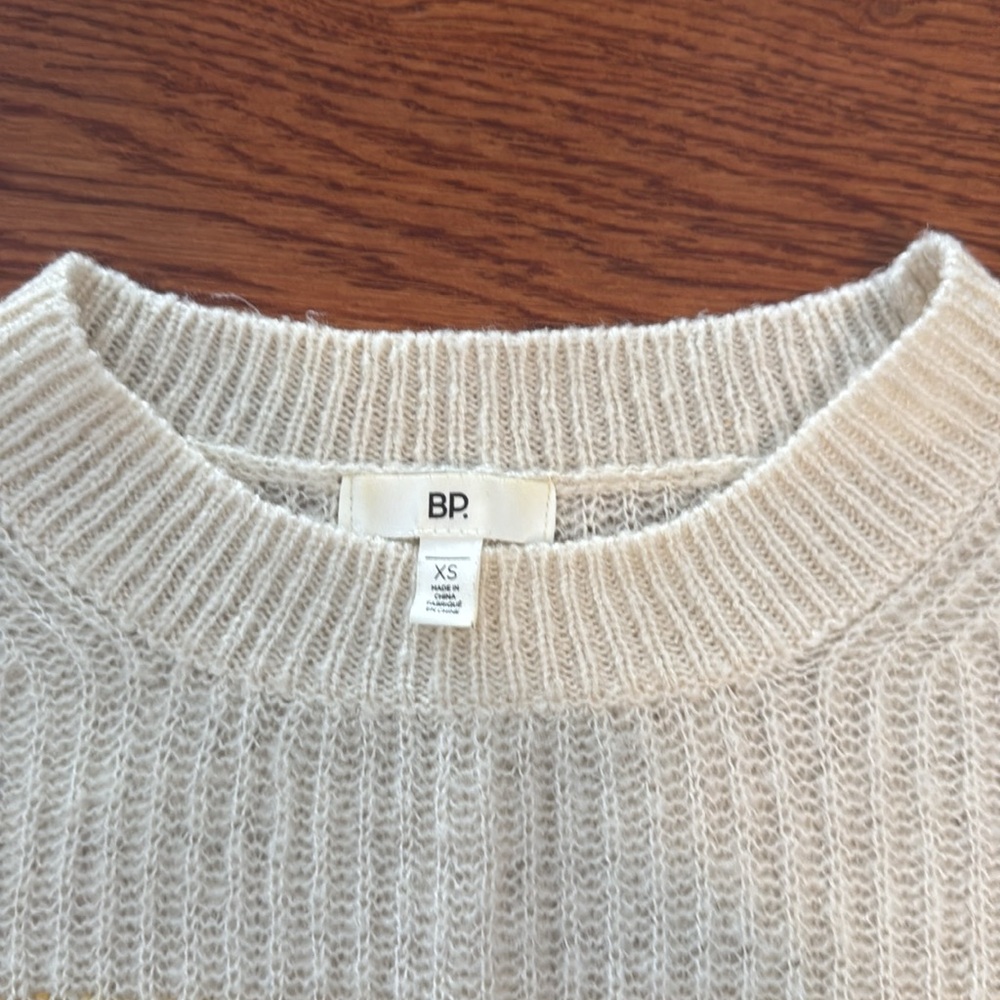 BP yellow grey broad striped slouchy pullover sweater - Picture 7 of 10